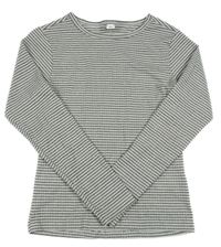 Sivo-strieborné pruhované rebrované tričko