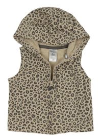 Béžovo-šedá leopardí propínací tepláková vesta s kapucí Carter's