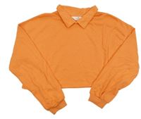 Oranžová crop mikina s golierikom H&M