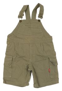 Khaki plátěné laclové kraťasy s kapsami 