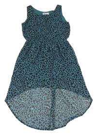 Tmavozeleno-černé leopardí šifonové šaty H&M
