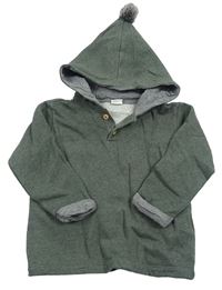 Khaki mikina s kapucňou a brmbolcom H&M