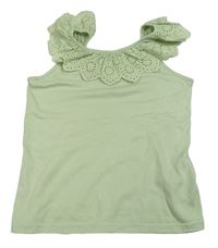 Mintový top s volánikom s madeirou Primark