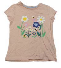 Svetloružové tričko s kvetmi zn. Mothercare