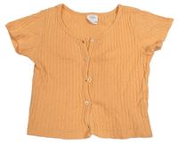 Oranžové rebrované prepínaci crop tričko Zara
