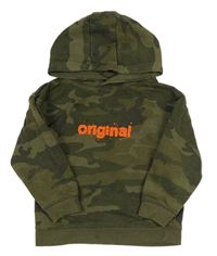 Khaki army mikina s nápisom a kapucňou Primark