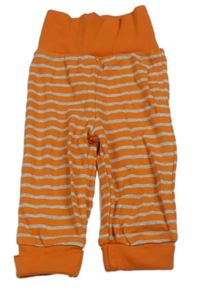 Oranžovo-sivé pruhované tepláky