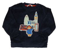Tmavomodrá plyšová mikina s Paddingtonem M&S