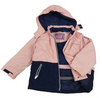 Ružovo-tmavomodrá šušťáková zimná funkčná bunda s kapucňou zn. Crane