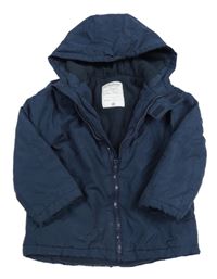 Tmavomodrá šušťáková zimná bunda s kapucňou River Island