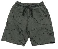Khaki-černé teplákové kraťasy s fleky Next