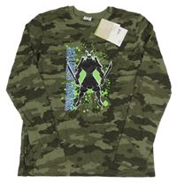 Nové - Khaki army triko s bojovníkem Y.F.K.