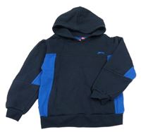 Tmavomdoro-modrá mikina s logom a kapucňou Slazenger