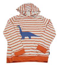 Korálovo-biela pruhovaná mikina s dinem a kapucňou Jako-o