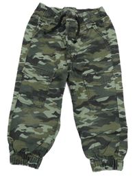 Khaki army cargo cuff plátěné kalhoty Nutmeg