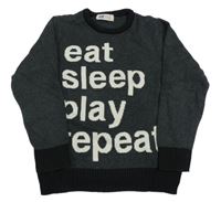 Tmavošedo-čierny sveter s nápismi H&M