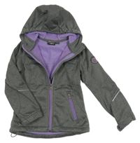 Šedo-fialová softshellová funkční bunda s kapucí Crane