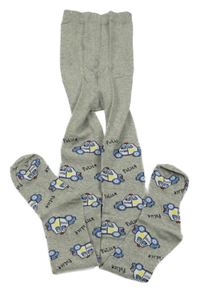 Šedé punčocháče s auty 