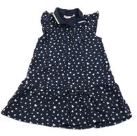 Tmavomodro-biele šaty so srdiečkami a golierikom Liegelind