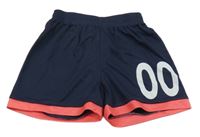 Tmavomodro-ružové športové kraťasy s číslami