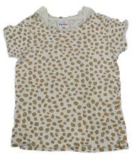 Smetanovo-béžové bodkovaná é tričko Topolino