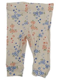 Svetloružová -červeno-modré kvetované legíny H&M