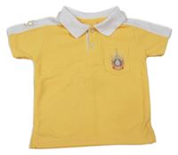 Žlto-biele polo tričko s výšivkou