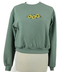 Dámská světlekhaki crop mikina s květy Shein 
