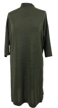 Dámska khaki úpletová šatová tunika s rozparky New Look