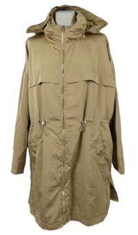 Dámský béžový šusťákový jarní kabát s ukrývací kapucí F&F