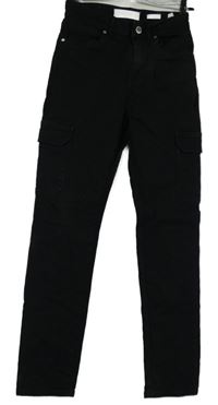 Dámske čierne cargo rifle s vysokým pasom Revelation