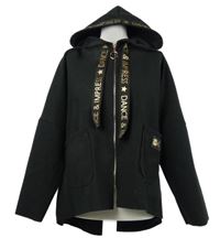 Dámská černá bunda s nápisy a kapucí Serano