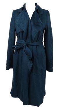 Dámský petrolejový semišový kabátový cardigán s páskem F&F