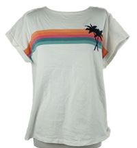 Dámské bílé tričko s pruhy a palmami Love & Roses 