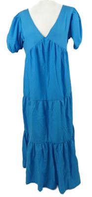 Dámské modré dlouhé těhotenské šaty MissGuided