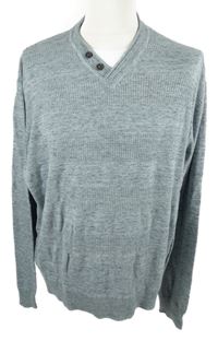 Pánsky tmavomodrý melírovaný sveter C&A vel. 3XL