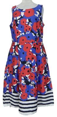 Dámske červeno-modro-biele kvetované šaty Debenhams