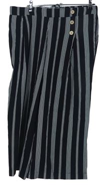 Dámske čierno-biele pruhované culottes nohavice Laura Torelli