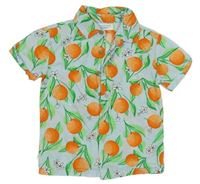 Svetlomodrá košeľa s pomeranči a kvietkami Primark