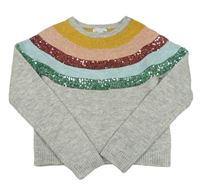 Sivo-farebný sveter s flitrami Primark