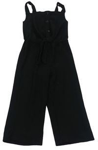 Čierny rebrovaný nohavicový overal s gombíky Primark