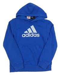 Modrá mikina s logem a kapucí Adidas