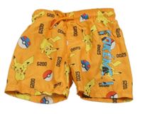 Oranžové plážové kraťasy s Pikachu Primark