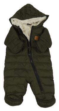 Khaki šusťáková zimní kombinéza se žaludem a kapucí H&M