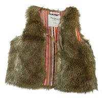 Hnedo-čierna kožušinová vesta Pepe Jeans