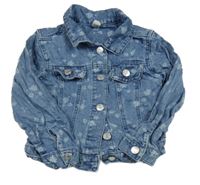 Modrá kvetinová rifľová bunda Tu