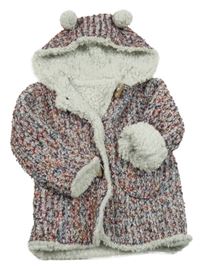 Barevný pletený zateplený kábát s kapucňou Nutmeg