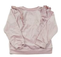 Svetloružová plyšová mikina s volánikom Sinsay