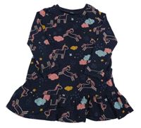 Tmavomodré teplákové šaty s jednorožci F&F