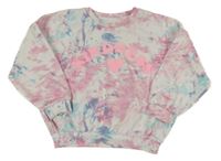 Bielo-ružovo-modrá oversize mikina s nápisom Matalan